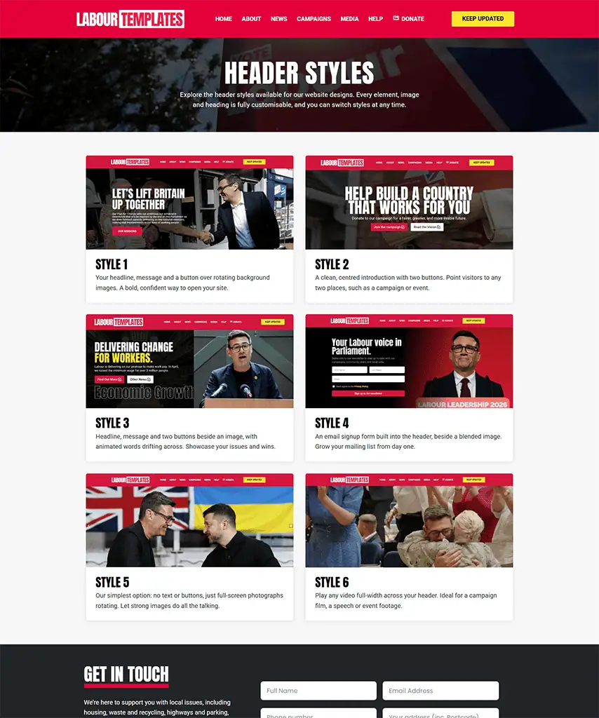 Homepage Header Styles ↗