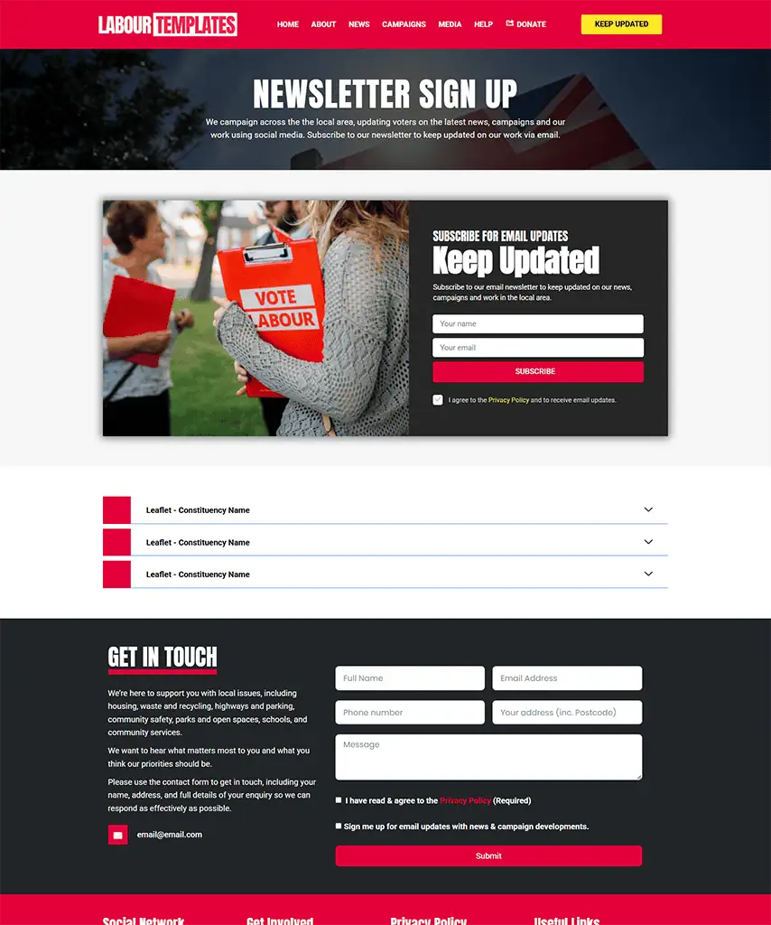 Newsletter Sign Up ↗